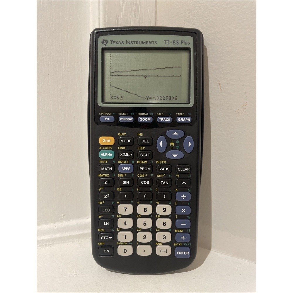 Texas Instruments TI-83 Plus Graphing Calculator with Cover Works Clear Screen